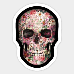 skull and flowers Sticker